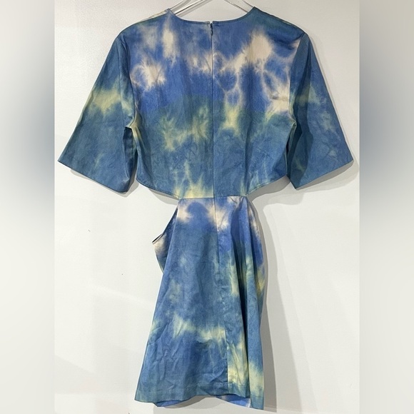 & Other Stories Cut-Out Waist Cotton Mini Dress Blue‎ Tie-Dye 10 - Picture 3 of 8
